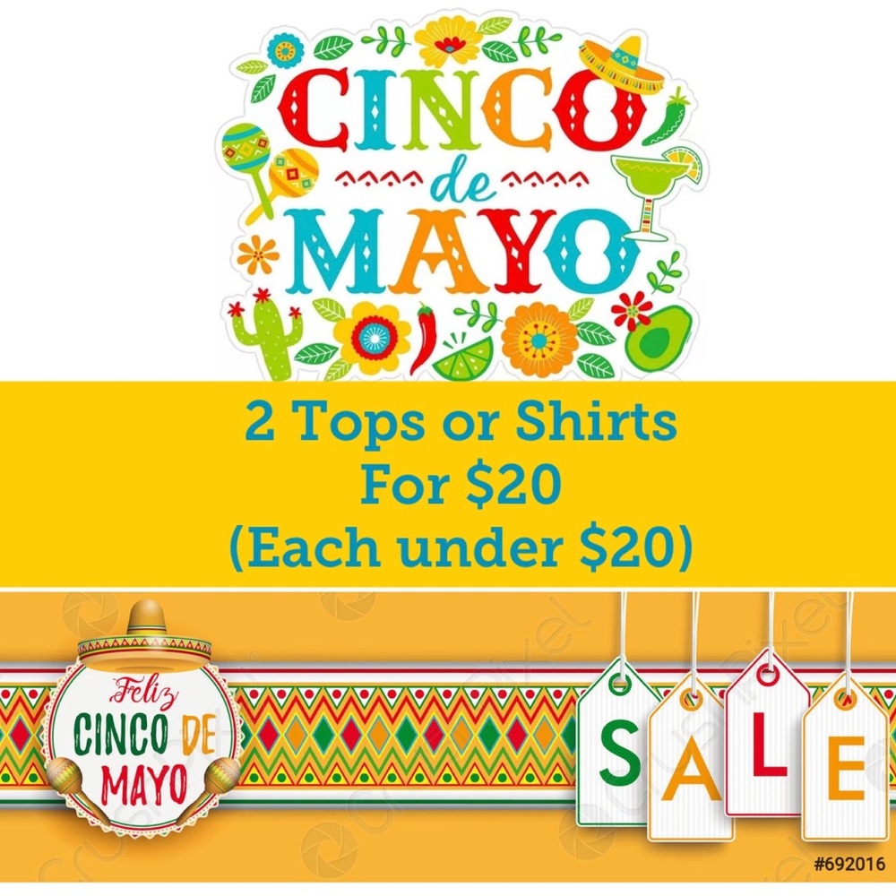 All tops or shirts under $20,                             2 For $20